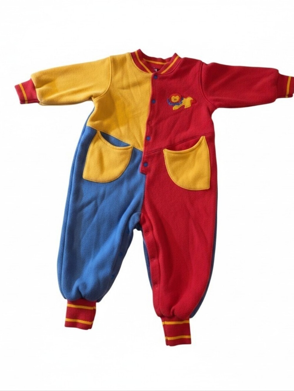 Vintage Tiny Tots 18M Color Block  One Piece Romper Teddy Bear 80s 90s.